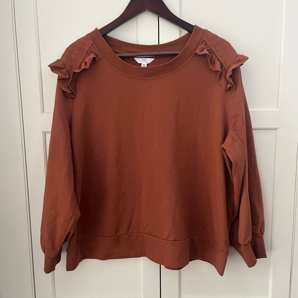 Time and Tru Women's Quilted Ruffle Sweatshirt Size XXL - Picture 2 of 7